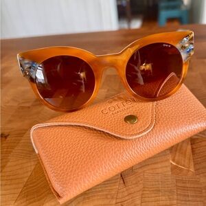 Tan acetate sunglasses with blue accent, Cottet Barcelona